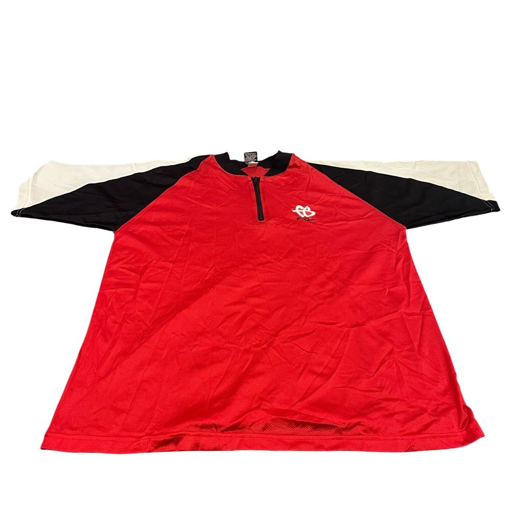FUBU Jersey Shirt Mens XL Red Black White 1/4 Zip Mesh Vintage 90s Streetwear